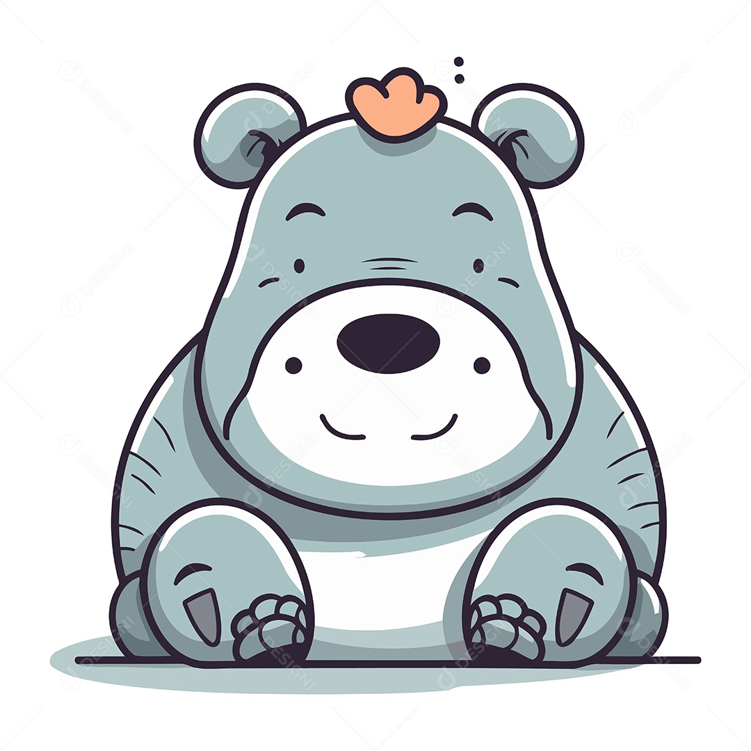 Hipopótamo de Desenho Animado Ilustração Vetor EPS