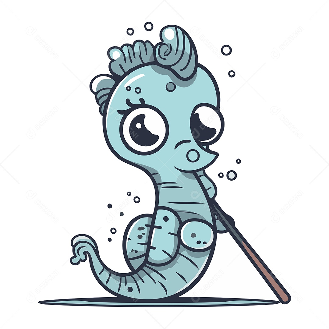 Cavalo Marinho de Desenho Animado Ilustração Vetor EPS