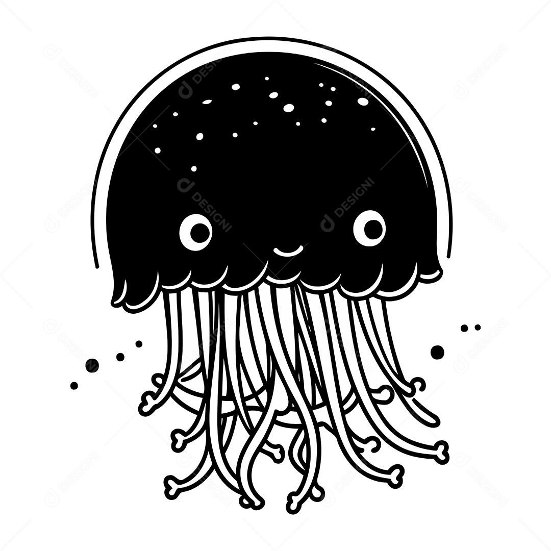 Água Viva de Desenho Animado Ilustração Vetor EPS