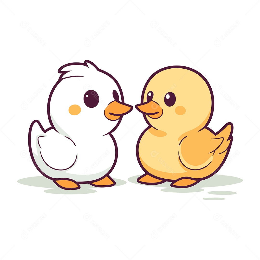 Casal de Patinhos Desenho Animado Ilustração Vetor EPS