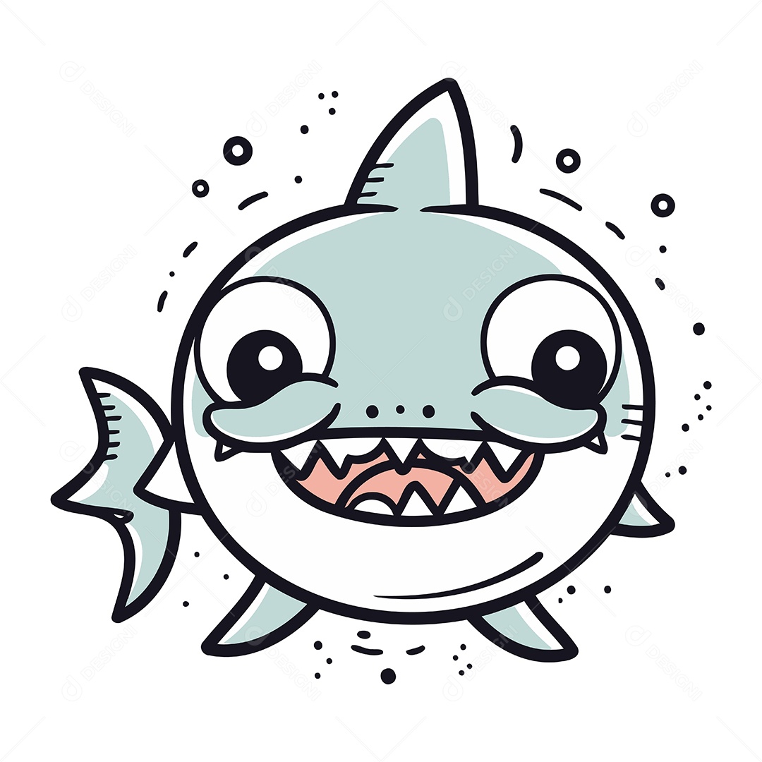 Tubarão de Desenho Animado Ilustração Vetor EPS