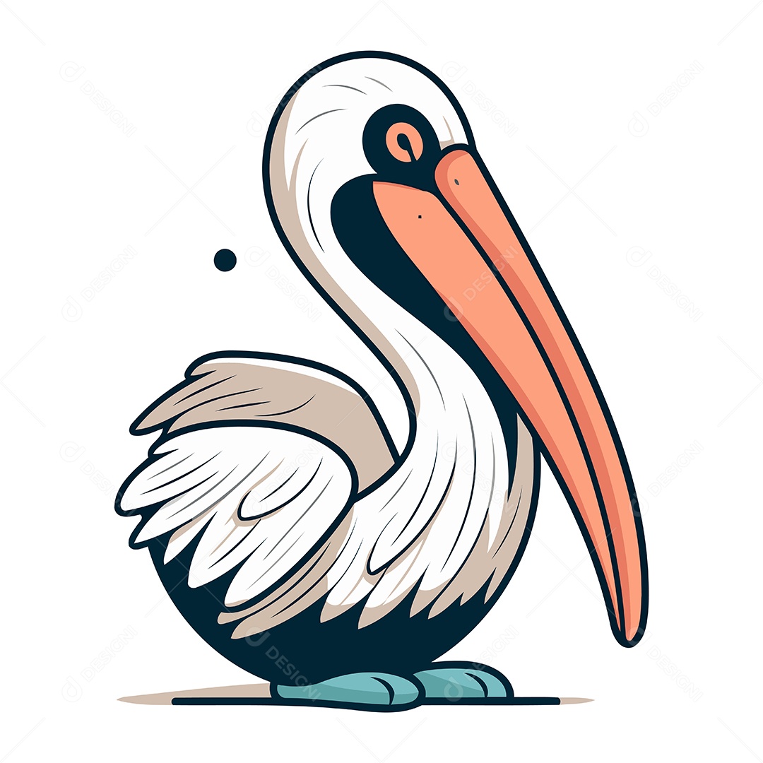 Pelicano de Desenho Animado Ilustração Vetor EPS