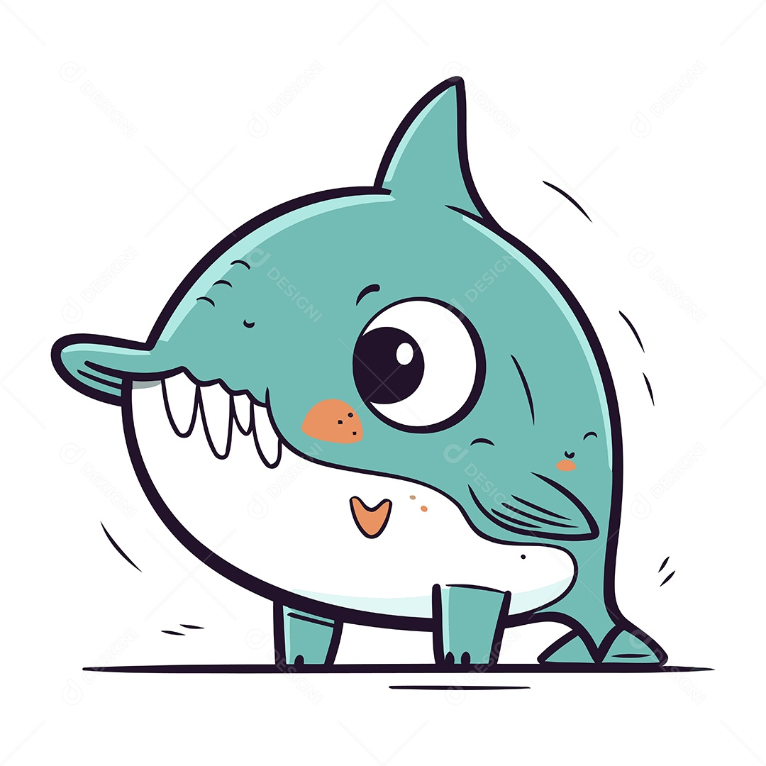 Golfinho de Desenho Animado Ilustração Vetor EPS