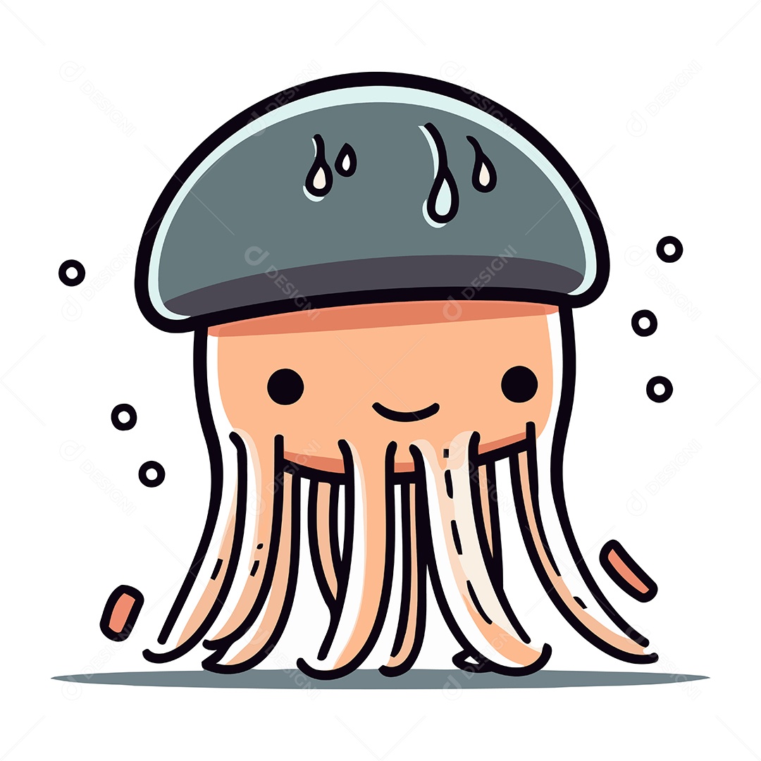 Água Viva Fofa de Desenho Animado Ilustração Vetor EPS