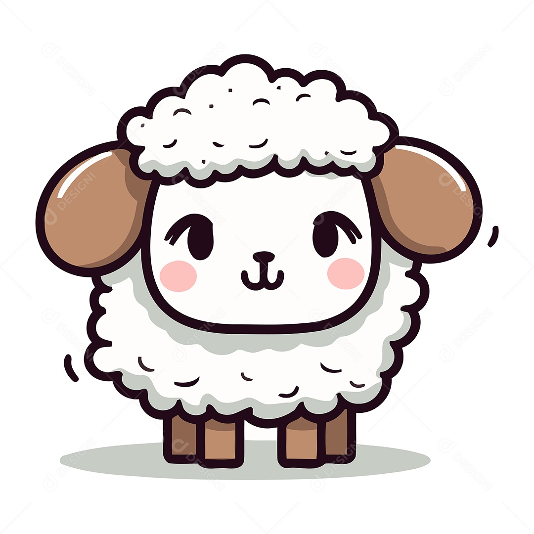 Ovelha Fofa de Desenho Animado Ilustração Vetor EPS