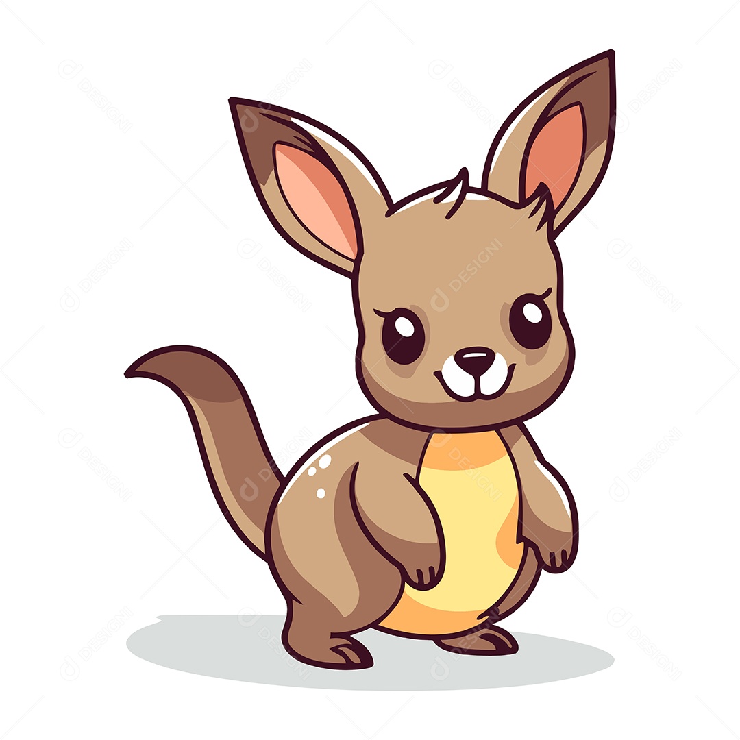Canguru Fofo de Desenho Animado Ilustração Vetor EPS