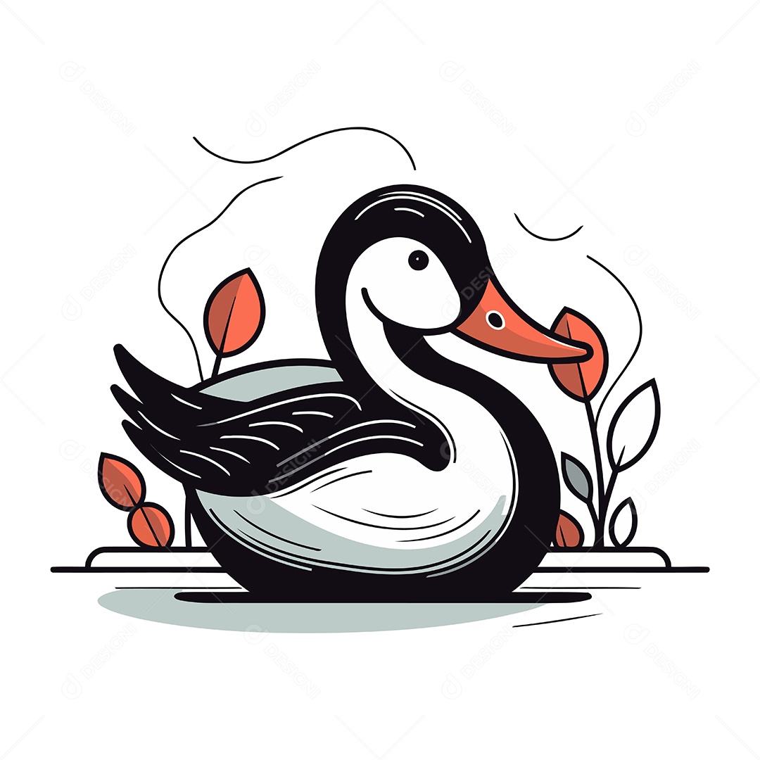 Cisne de Desenho Animado Ilustração Vetor EPS