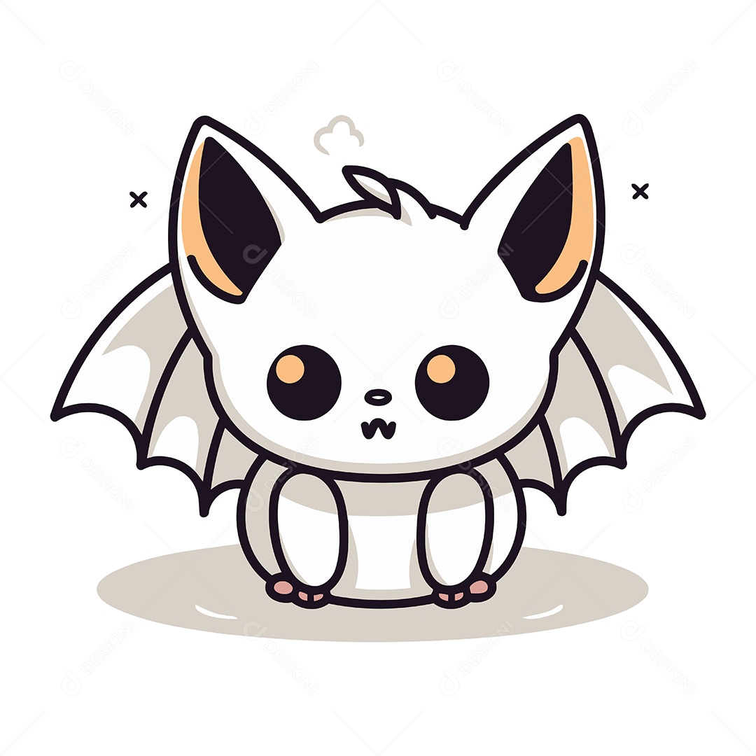 Morcego Fofo de Desenho Animado Ilustração Vetor EPS