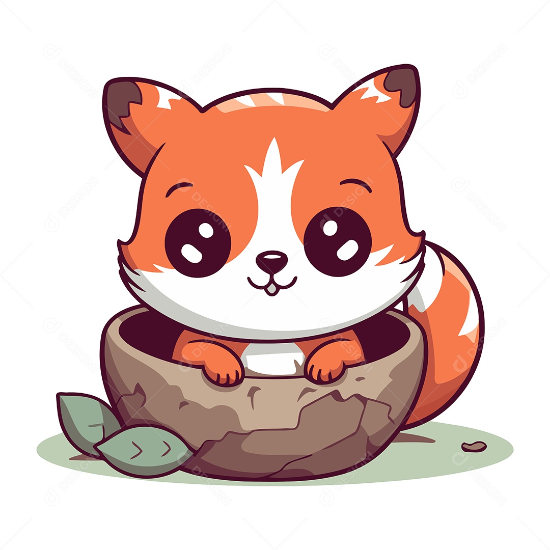 Raposa Fofa de Desenho Animado Ilustração Vetor EPS