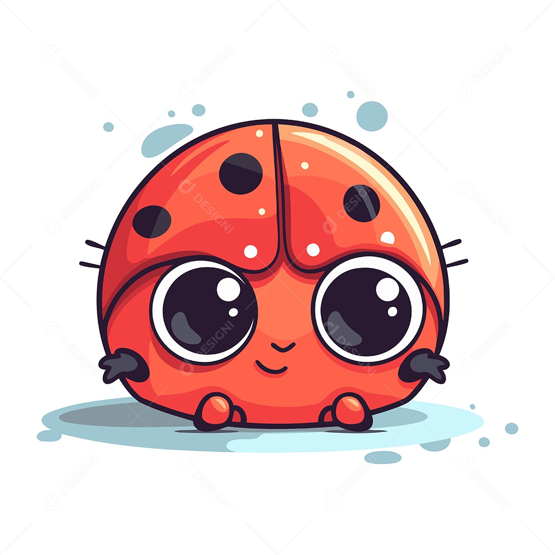 Joaninha Fofa de Desenho Animado Ilustração Vetor EPS