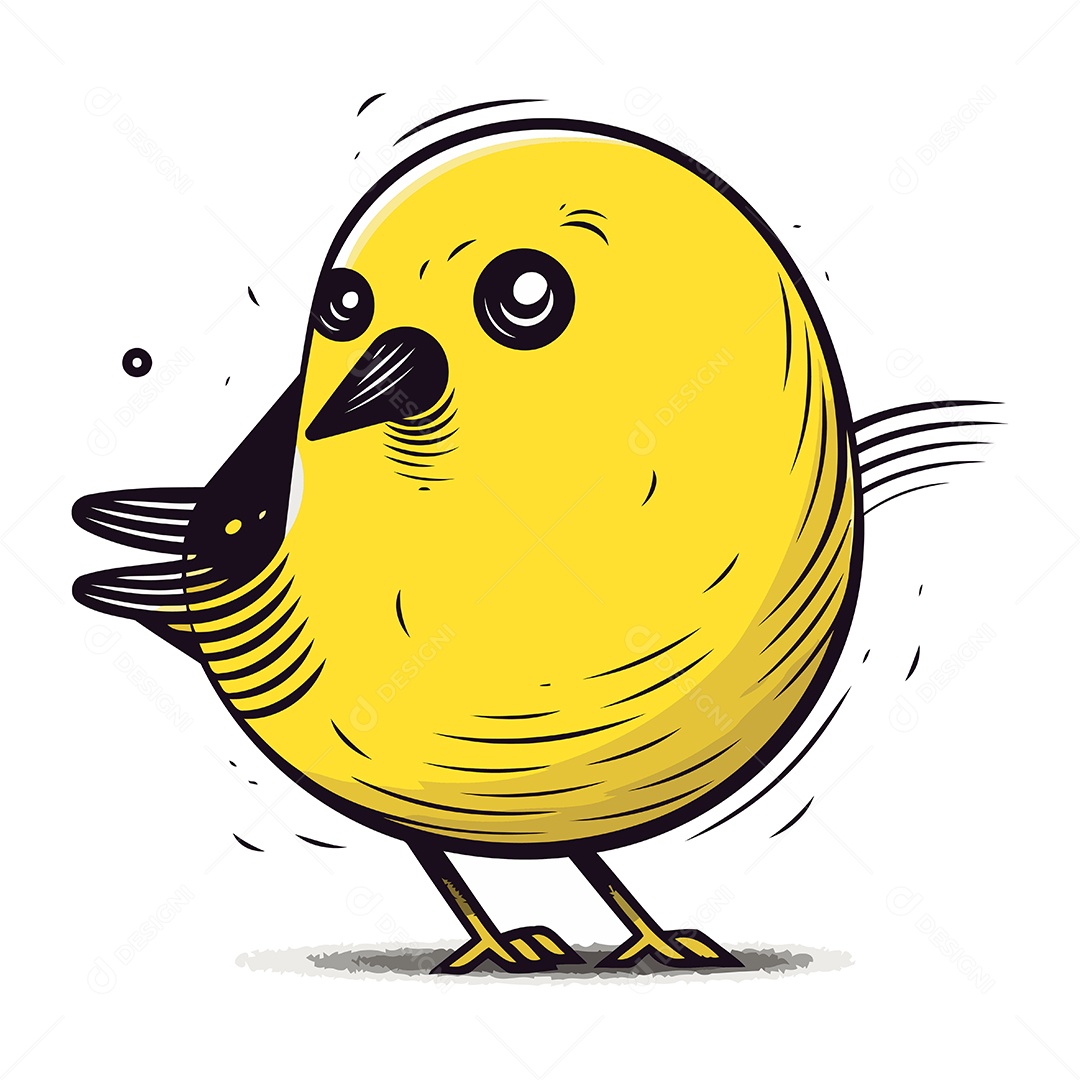 Passarinho Amarelo Fofo Ilustração Vetor EPS