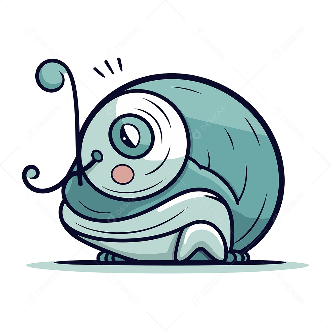 Caracol Fofo de Desenho Animado Ilustração Vetor EPS