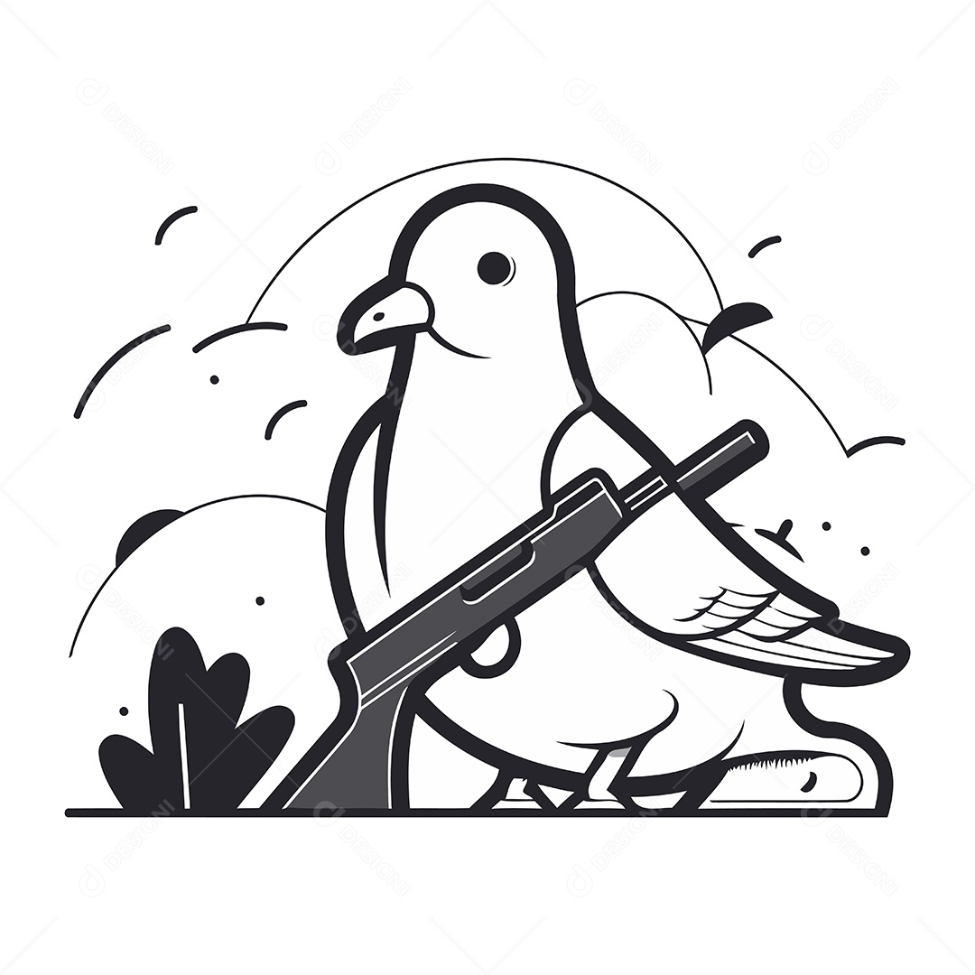 Pombo com Arma Ilustração Vetor EPS