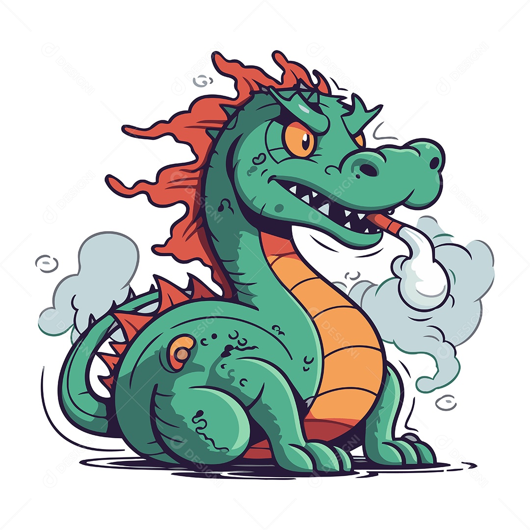 Dragão Fofo de Desenho Animado Ilustração Vetor EPS