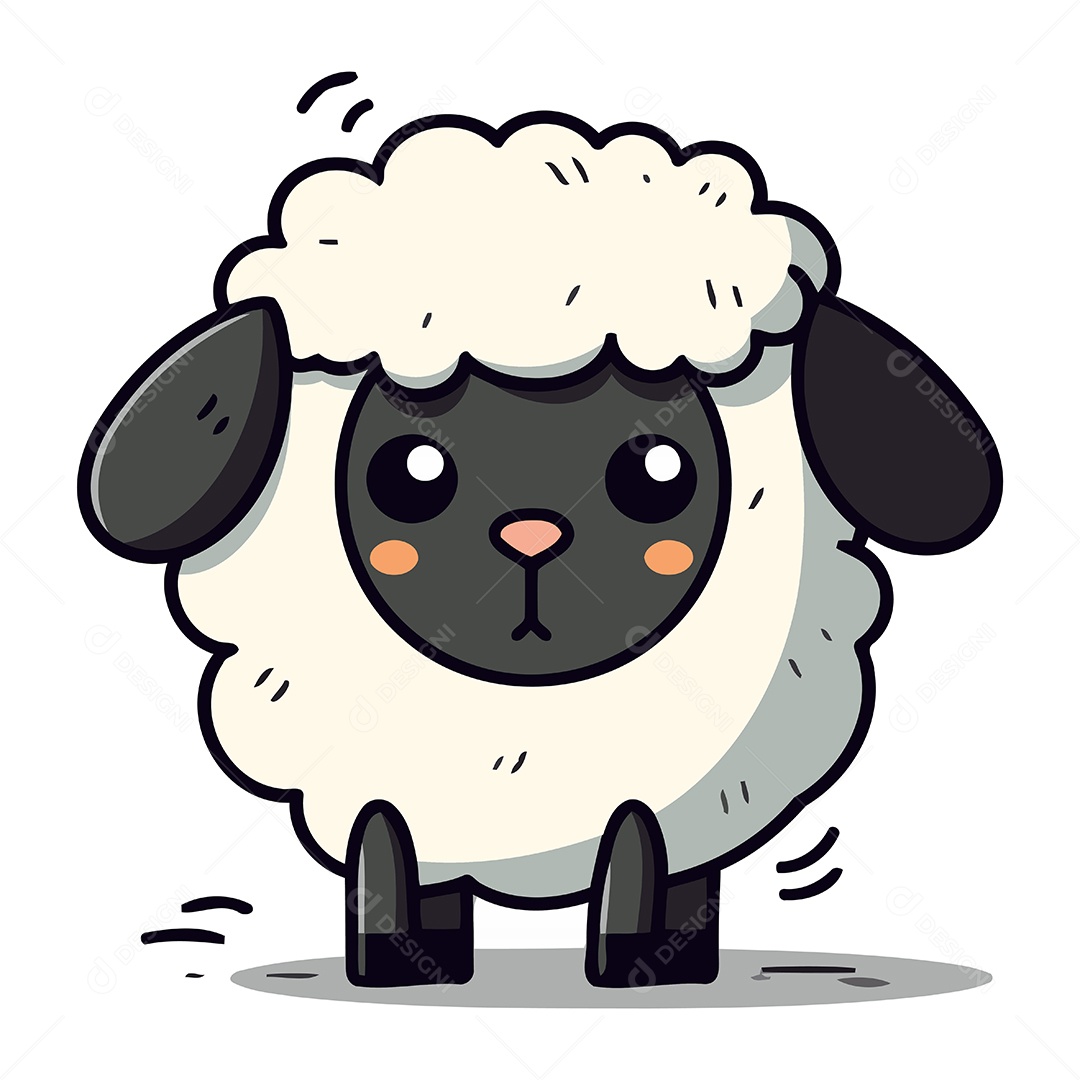 Ovelha Fofa de Desenho Animado Ilustração Vetor EPS
