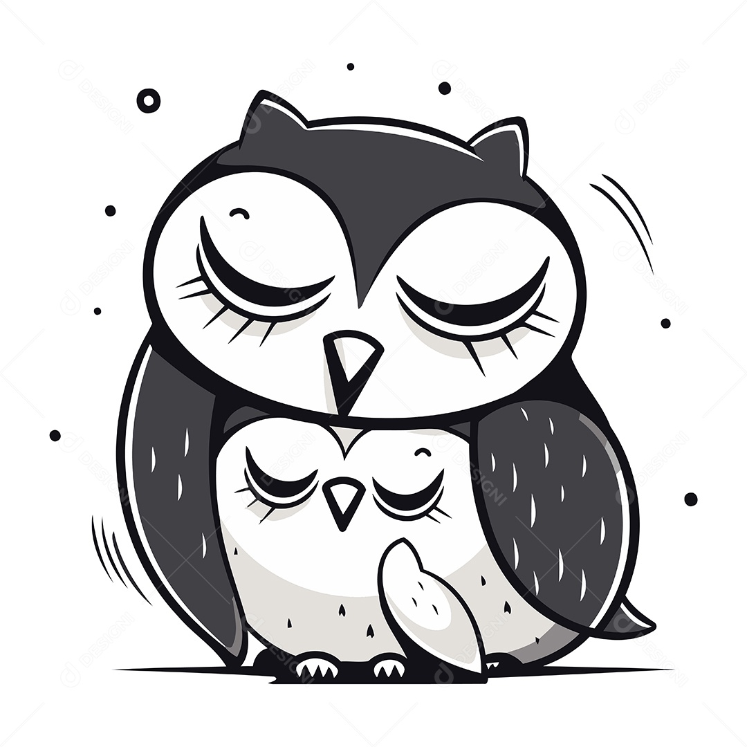 Corujas de Desenho Animado Ilustração Vetor EPS