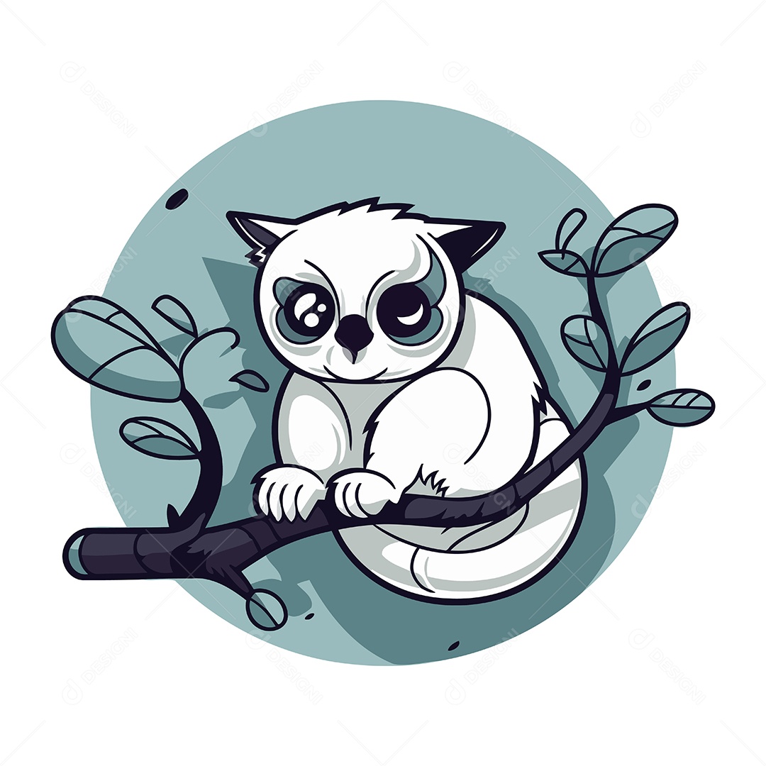 Lêmure de Desenho Animado Ilustração Vetor EPS
