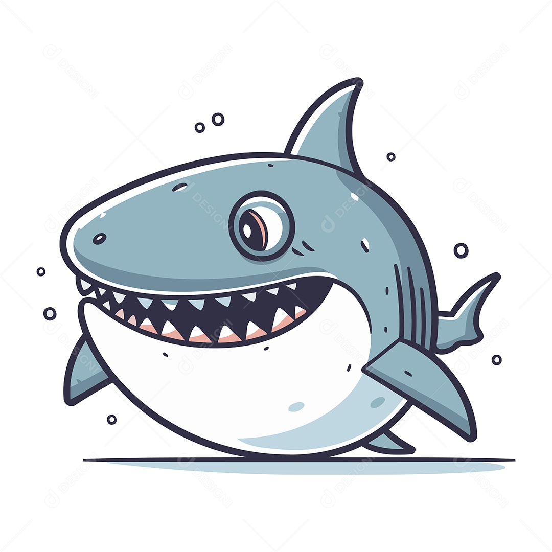 Tubarão de Desenho Animado Ilustração Vetor EPS