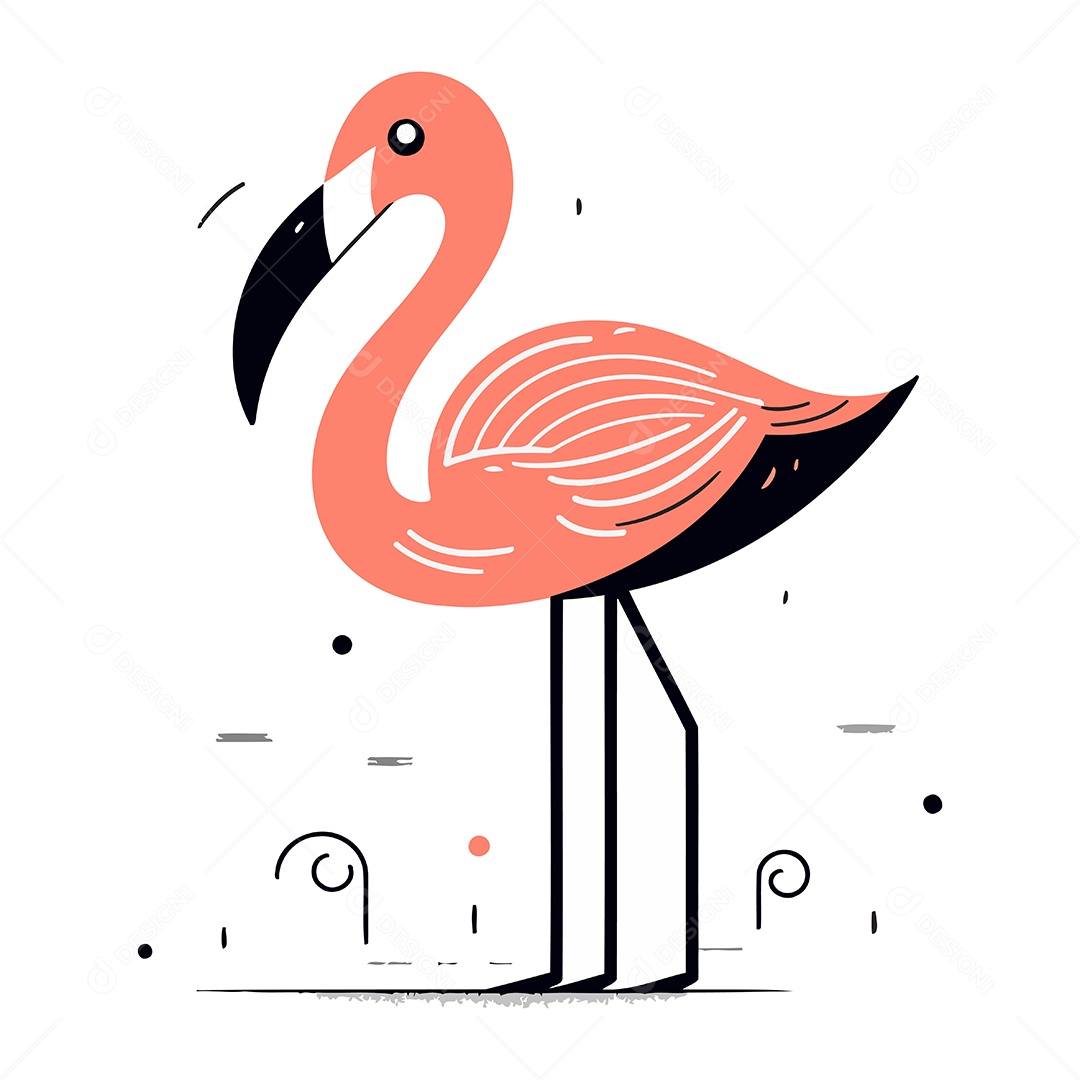 Flamingo de Desenho Animado Ilustração Vetor EPS