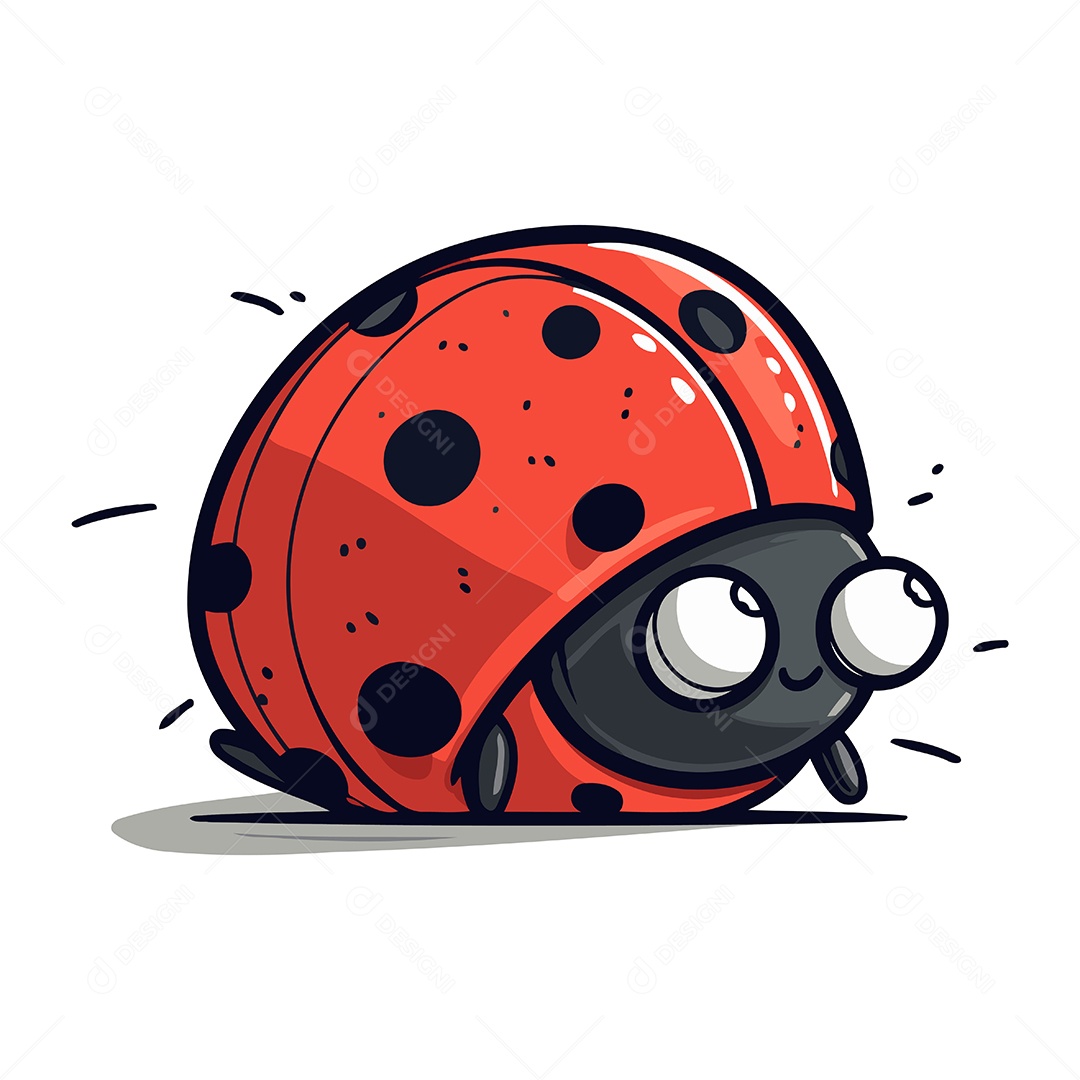 Joaninha Fofa de Desenho Animado Ilustração Vetor EPS