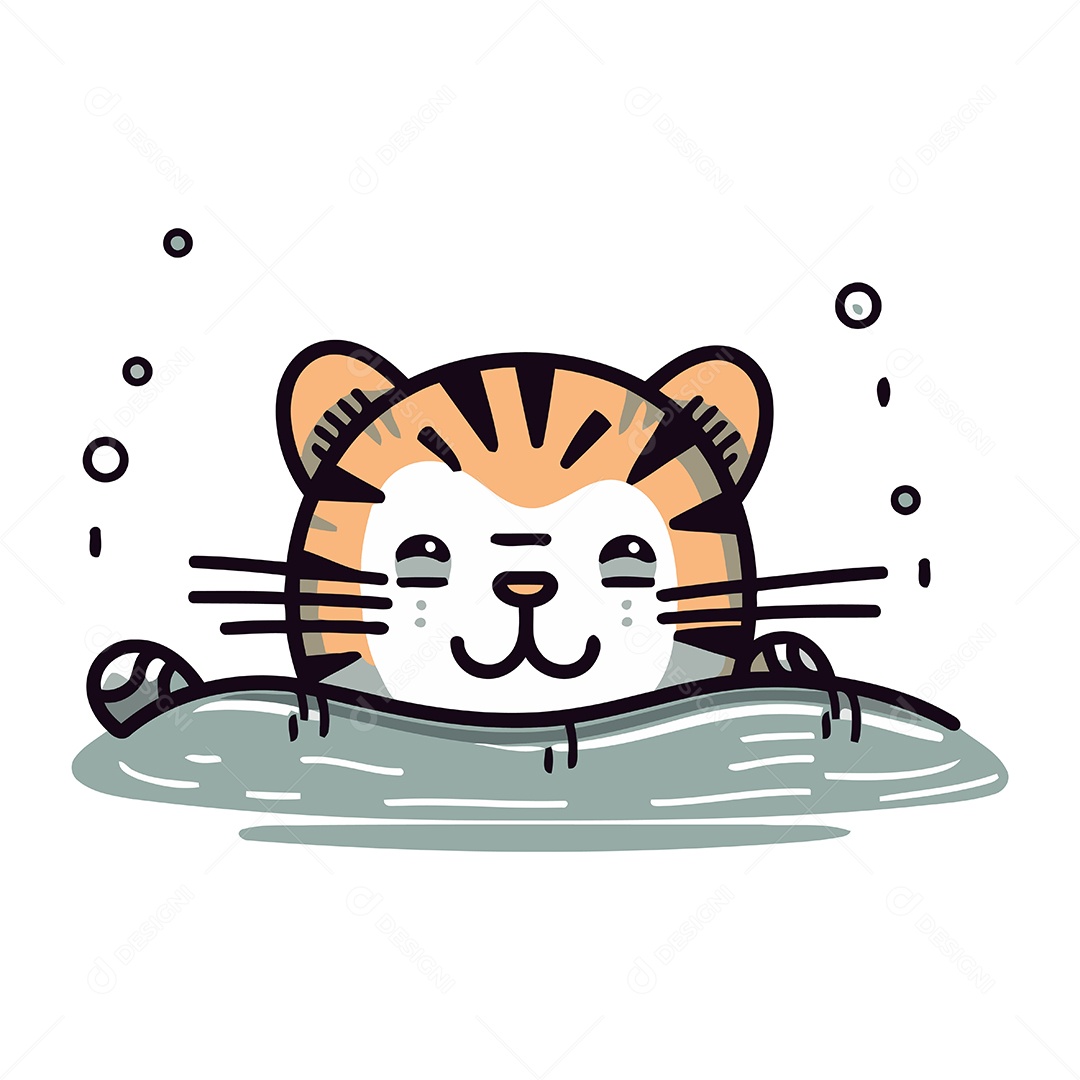 Tigre de Desenho Animado Ilustração Vetor EPS