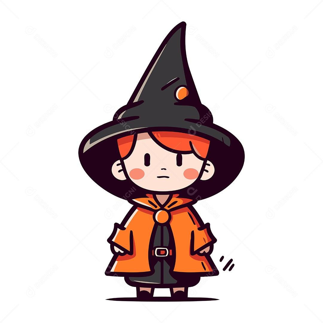 Menino Vestido de Bruxo Ilustração Vetor EPS