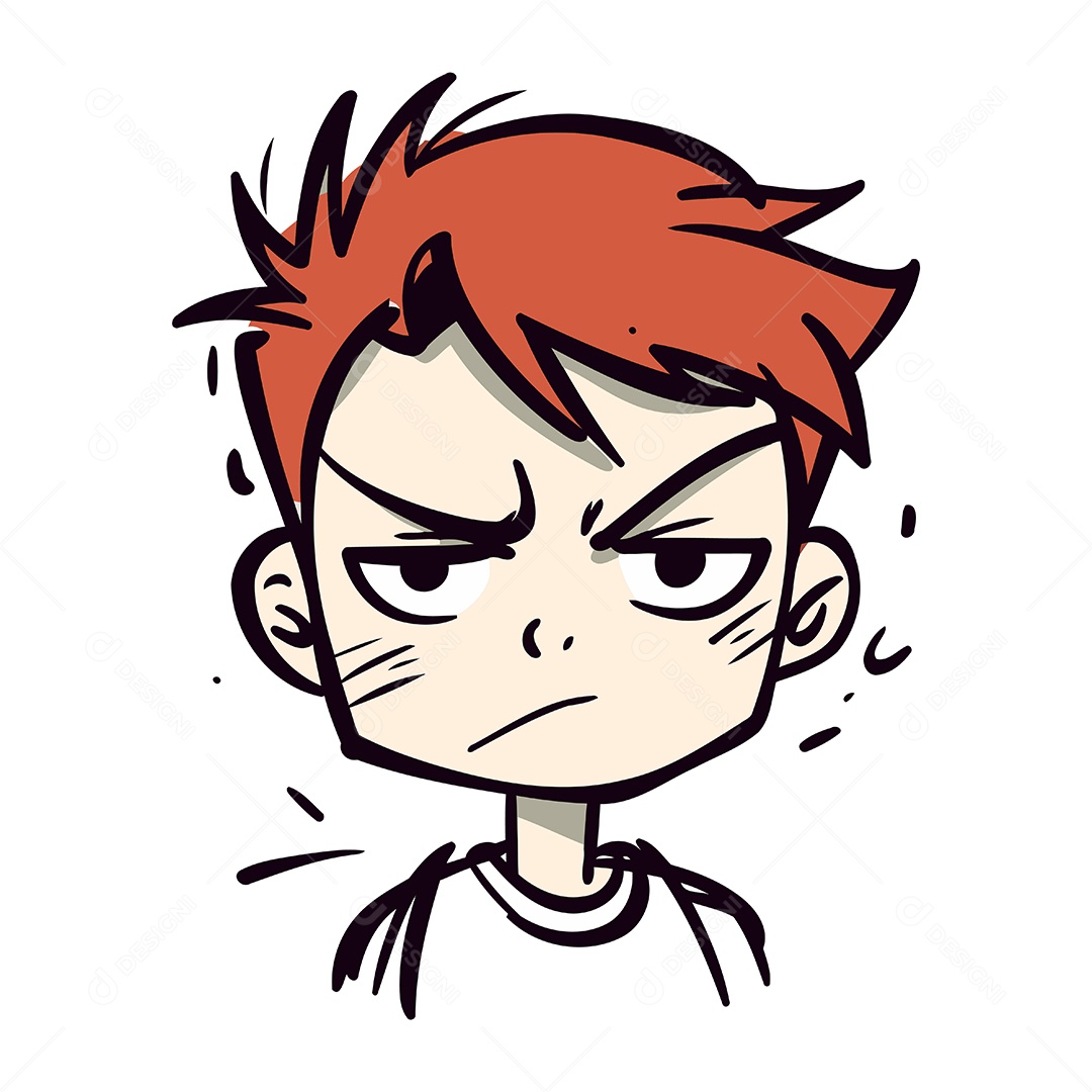 Menino Irritado de Desenho Animado Ilustração Vetor EPS