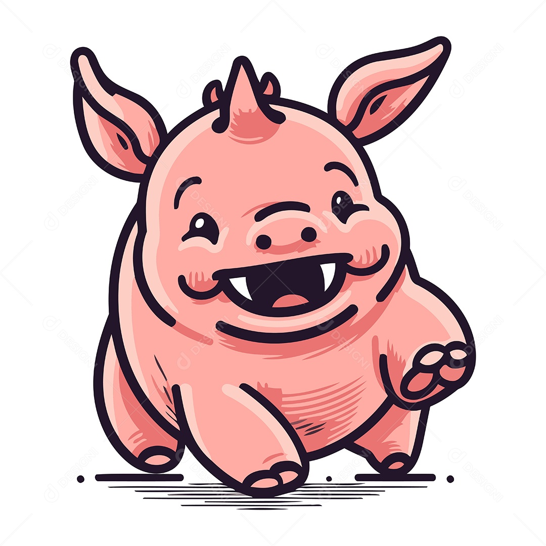 Rinoceronte de Desenho Animado Ilustração Vetor EPS