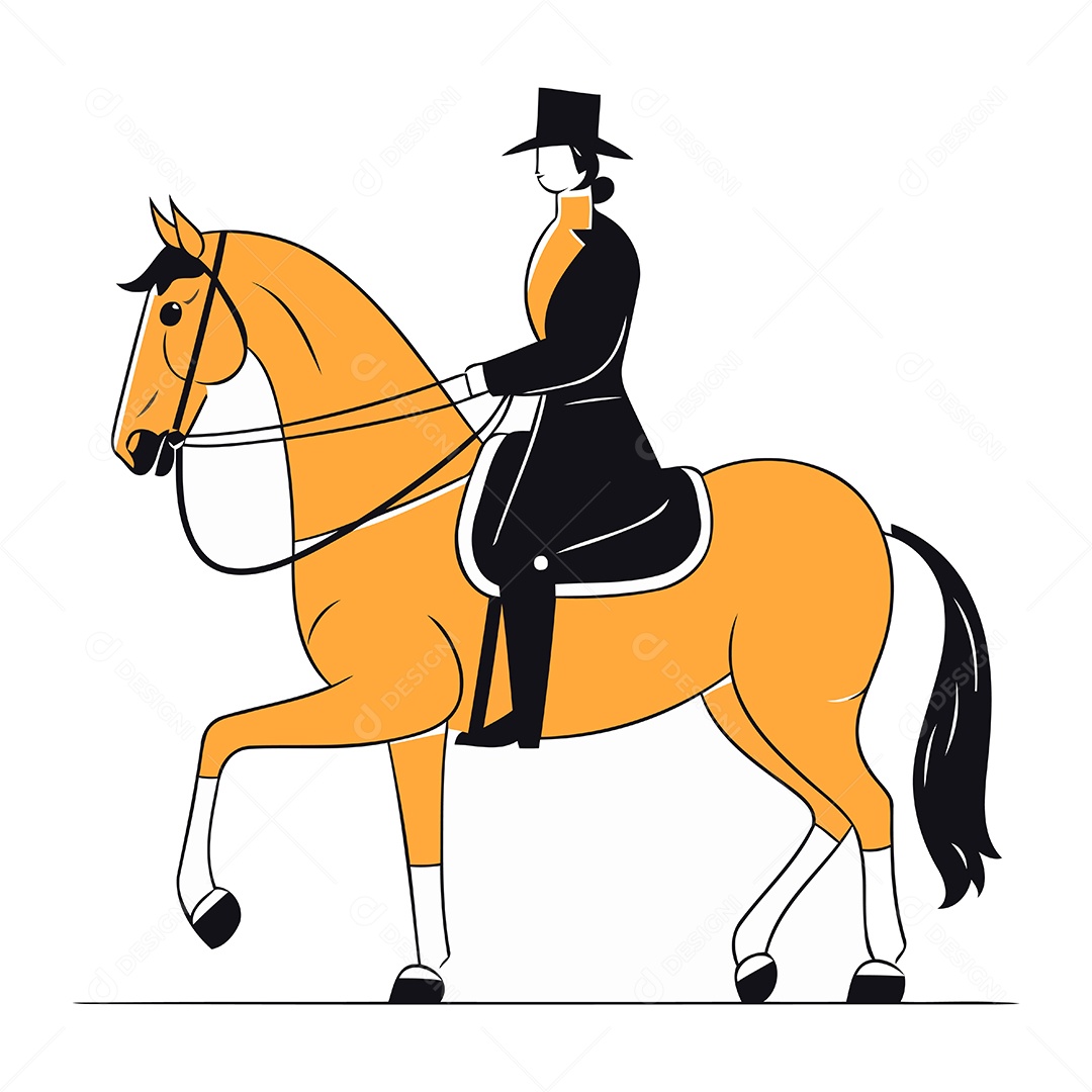 Cavaleiro Montado em um Cavalo Ilustração Vetor EPS