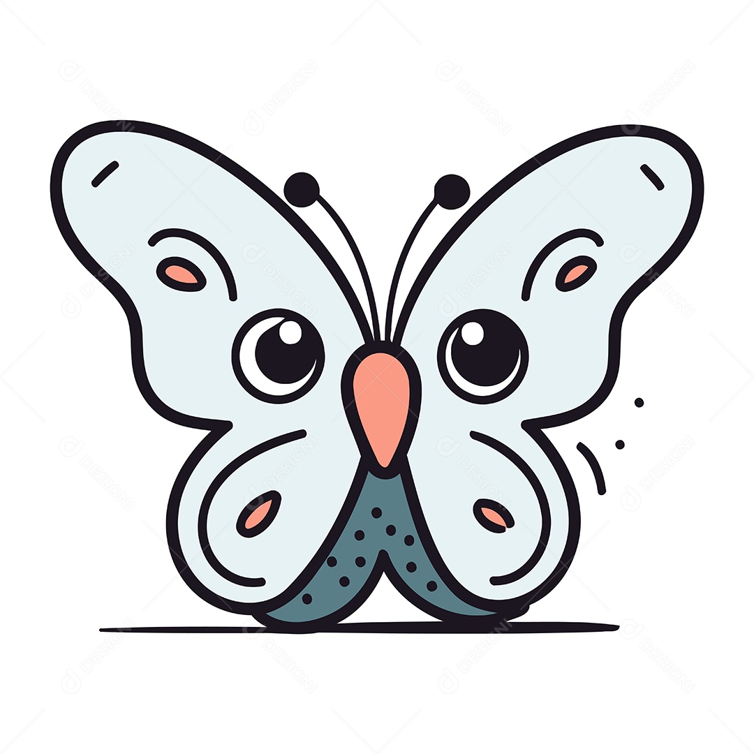Borboleta de Desenho Animado Ilustração Vetor EPS