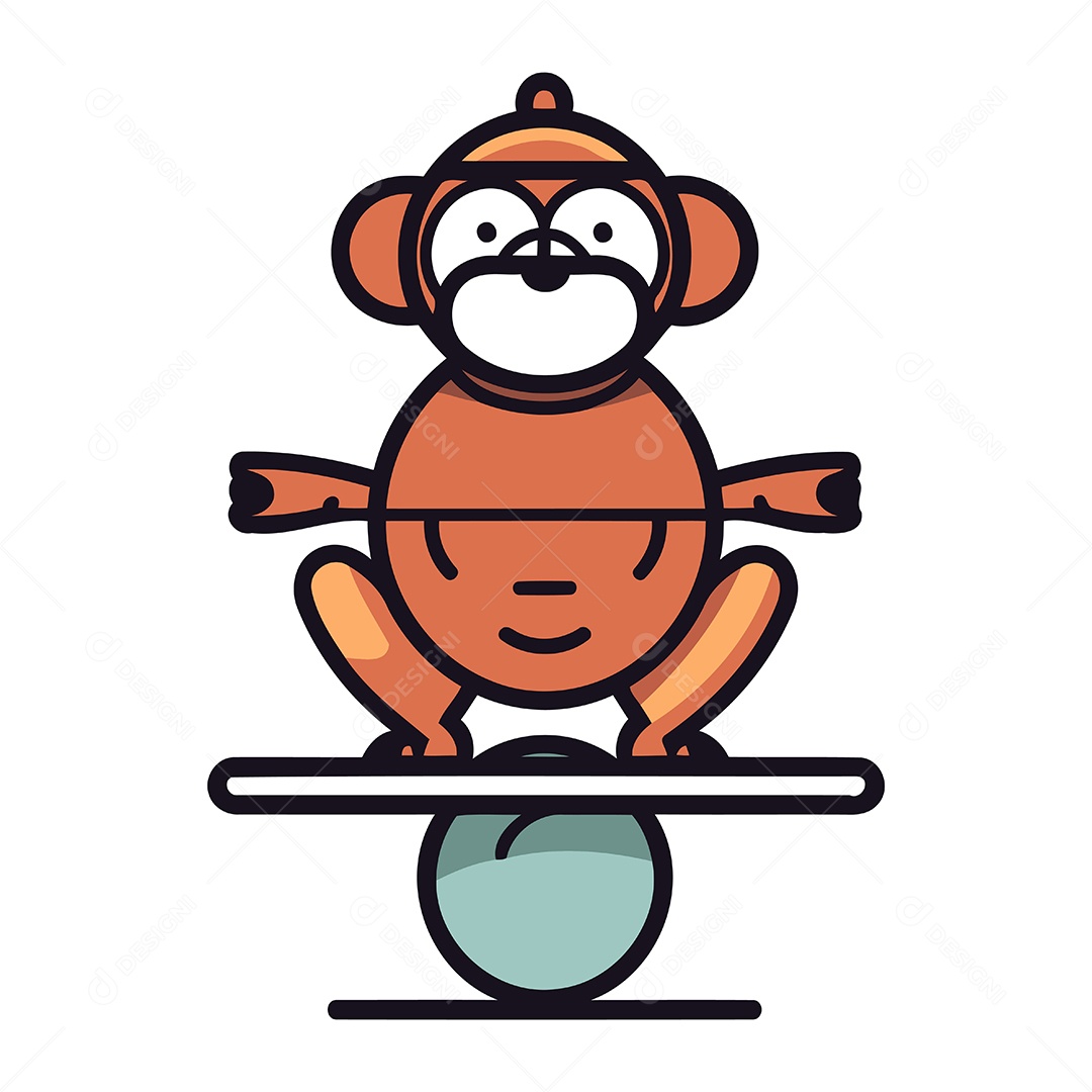 Macaco se Equilibrando na Gangorra Ilustração Vetor EPS