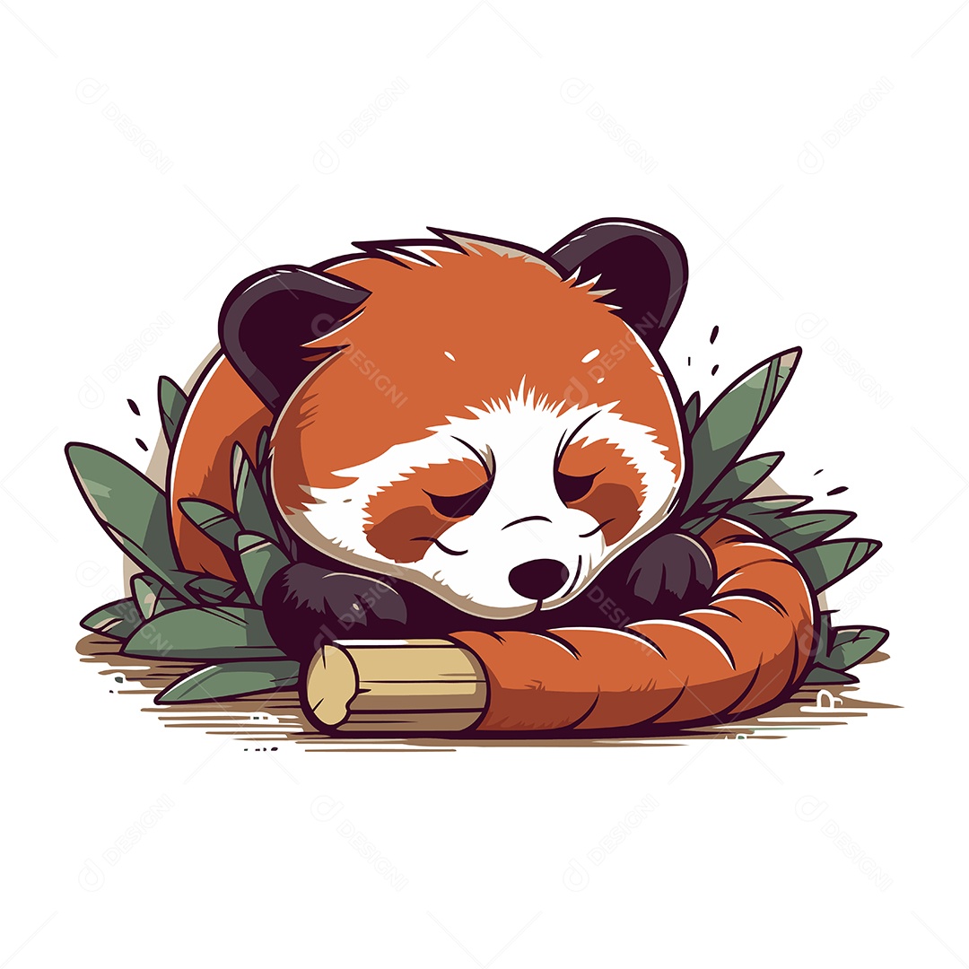 Panda Vermelho Fofo de Desenho Animado Ilustração Vetor EPS