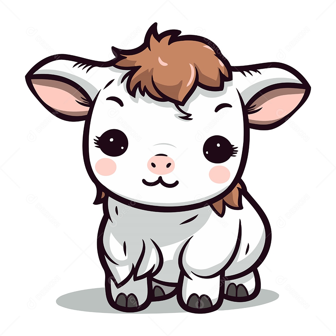 Vaquinha Fofa de Desenho Animado Ilustração Vetor EPS