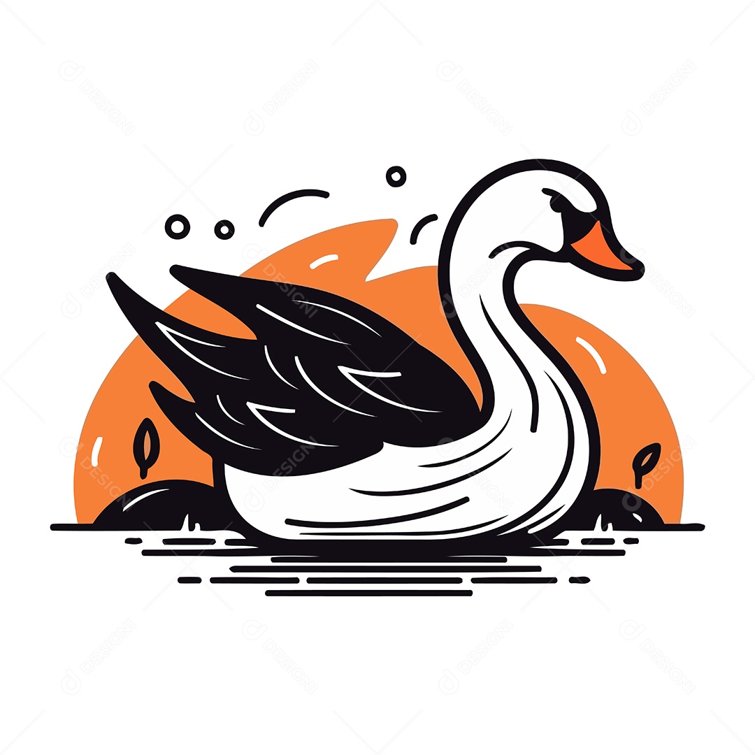Cisne de Desenho Animado Ilustração Vetor EPS
