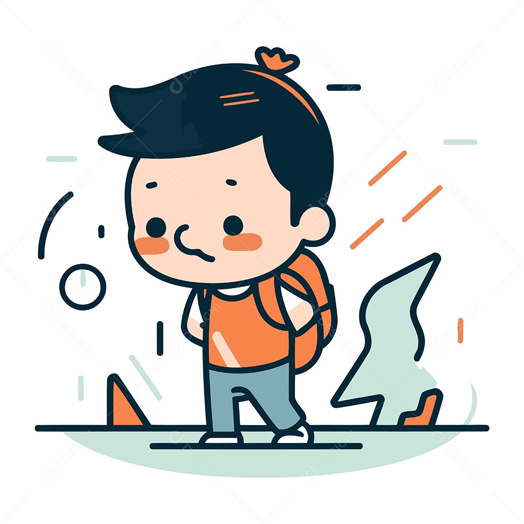 Menino de Desenho Animado Ilustração Vetor EPS