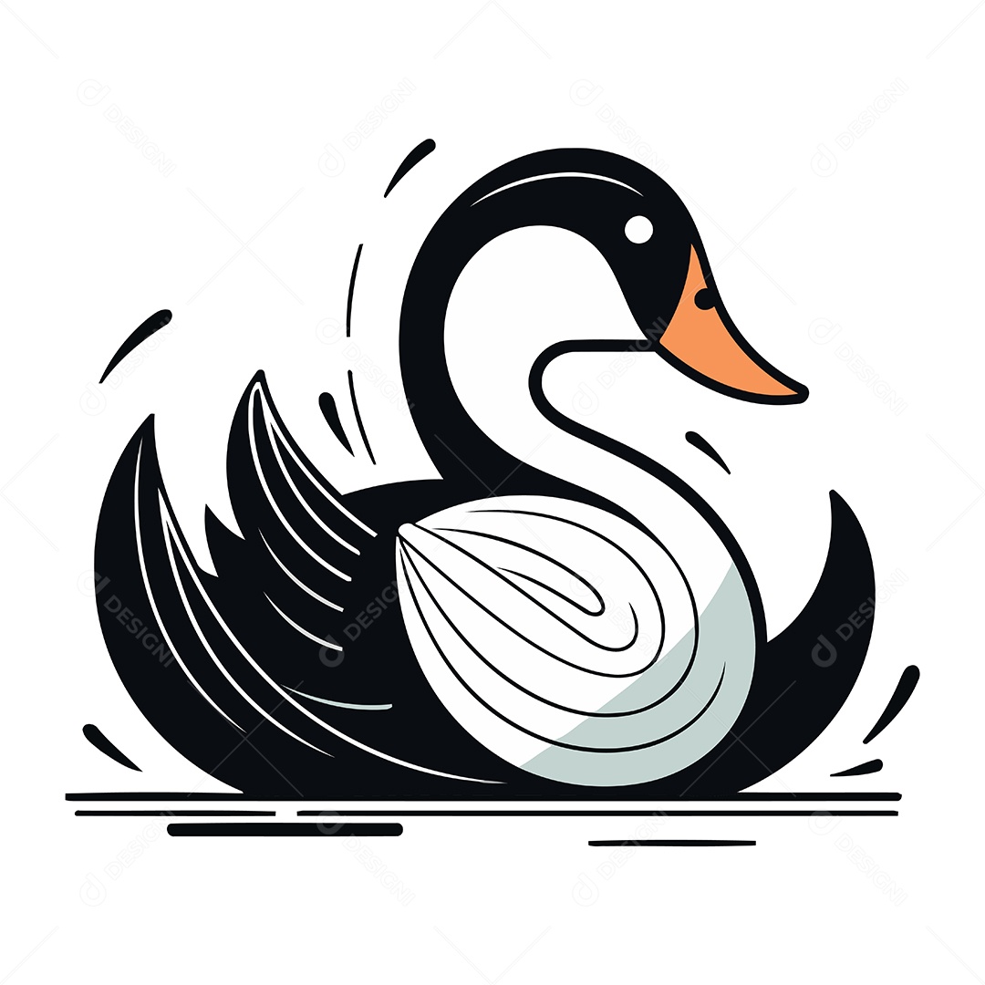 Cisne de Desenho Animado Ilustração Vetor EPS