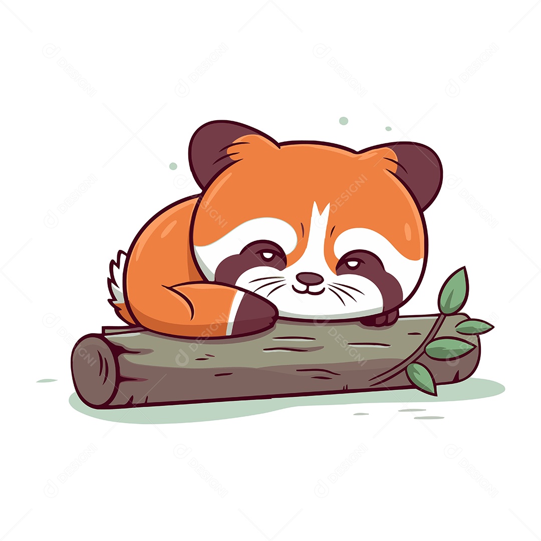 Panda Vermelho Fofo de Desenho Animado Ilustração Vetor EPS