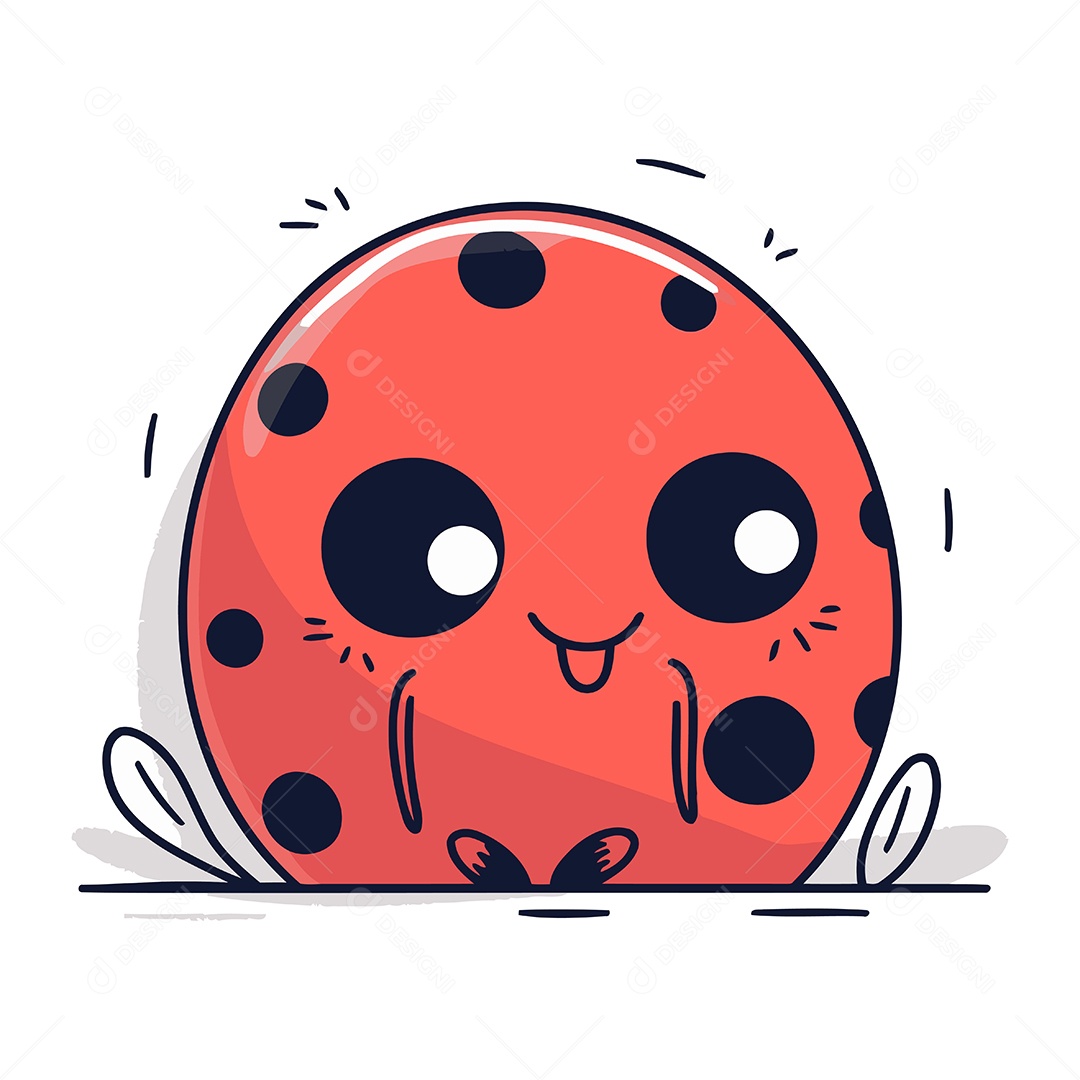 Joaninha Fofa de Desenho Animado Ilustração Vetor EPS