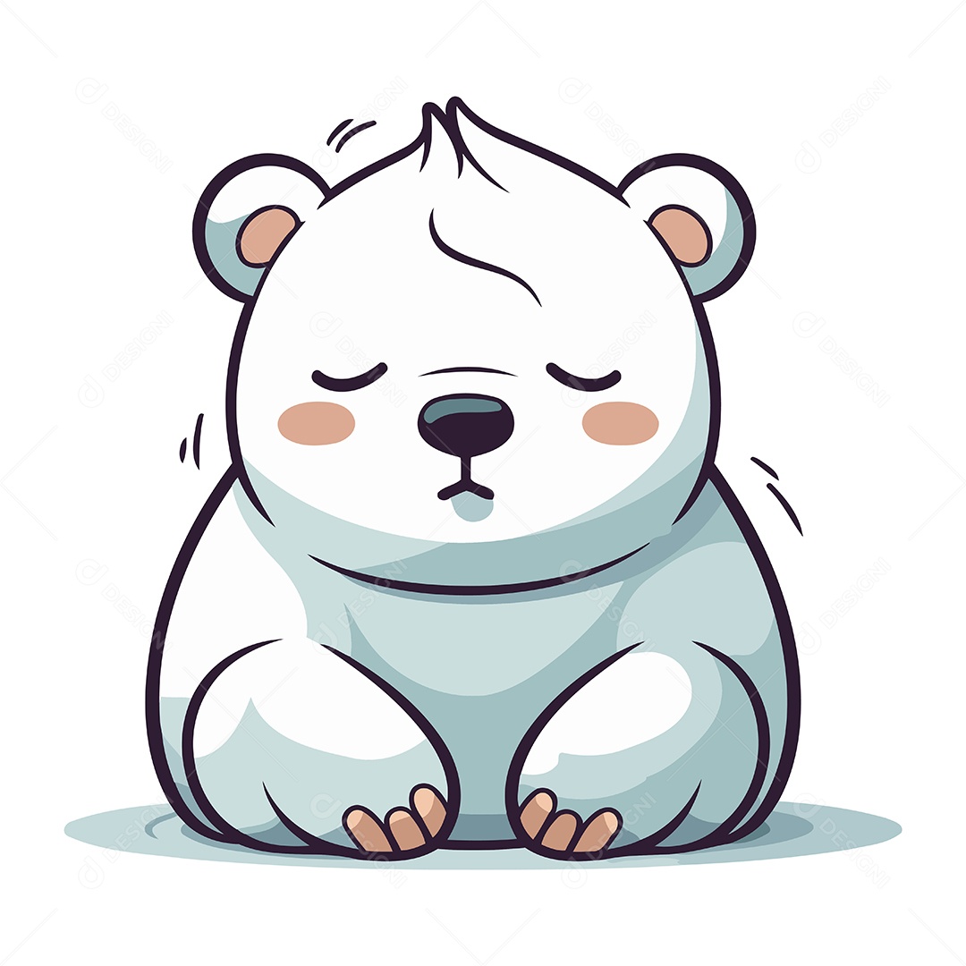 Urso Polar Fofo de Desenho Animado Ilustração Vetor EPS