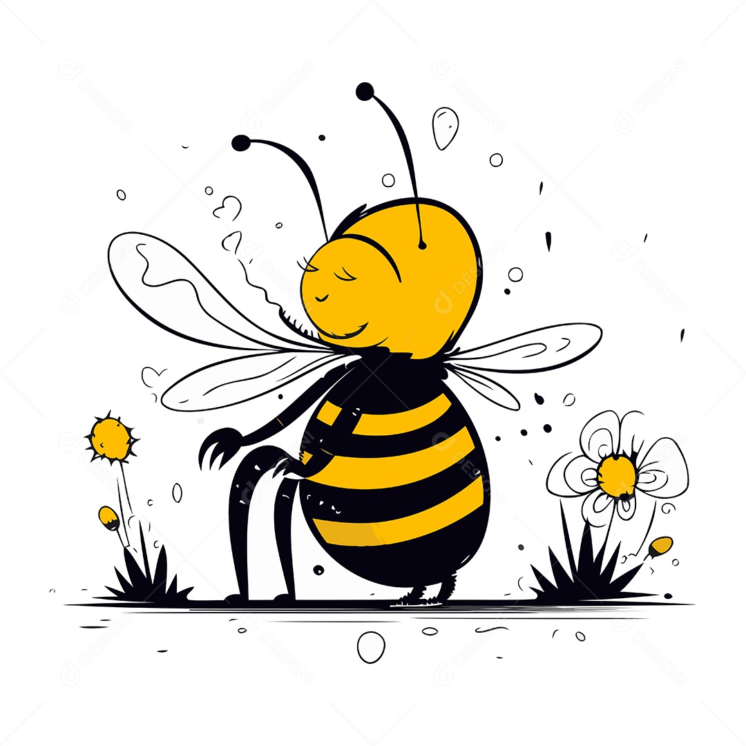 Abelha de Desenho Animado Ilustração Vetor EPS