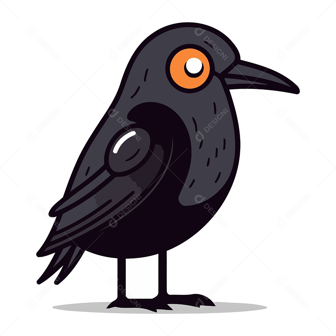 Corvo Bonito de Desenho Animado Ilustração Vetor EPS
