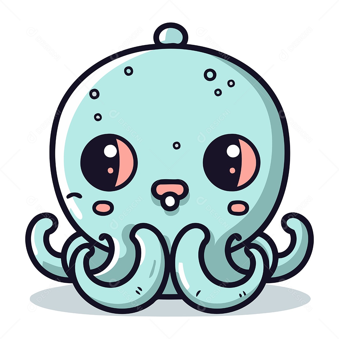 Polvo Fofo de Desenho Animado Ilustração Vetor EPS