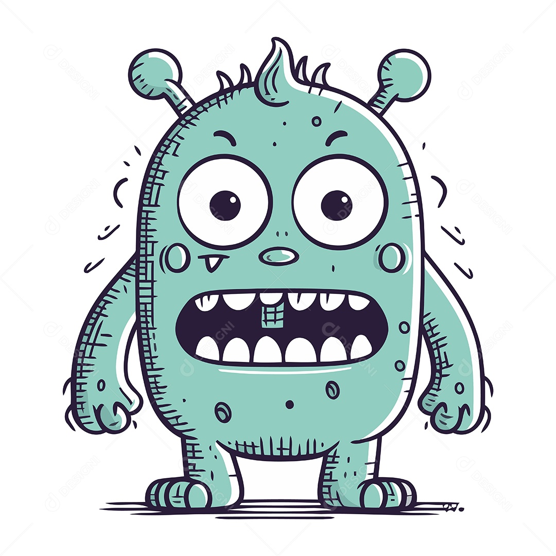 Monstro de Desenho Animado Ilustração Vetor EPS
