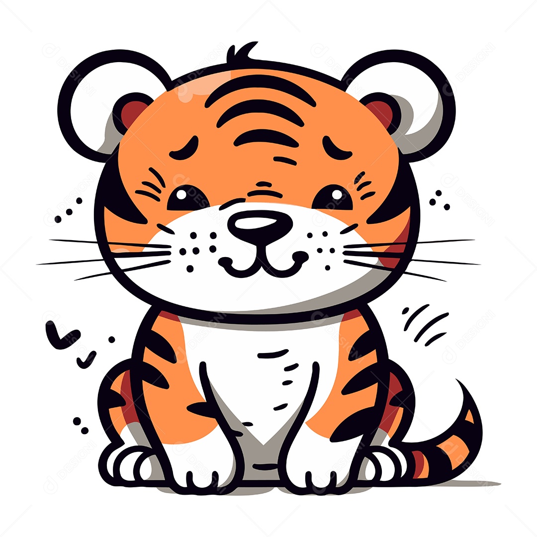 Tigre de Desenho Animado Ilustração Vetor EPS