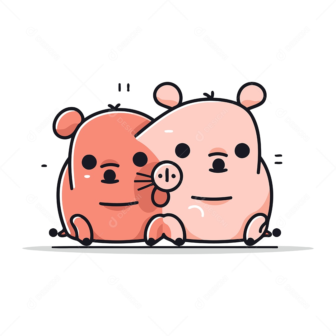 Lindo Casal de Hamsters Desenho Animado Ilustração Vetor EPS