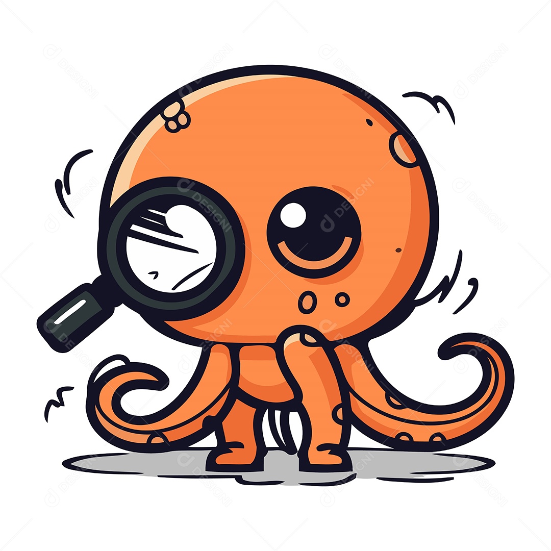 Polvo com Lupa de Desenho Animado Ilustração Vetor EPS