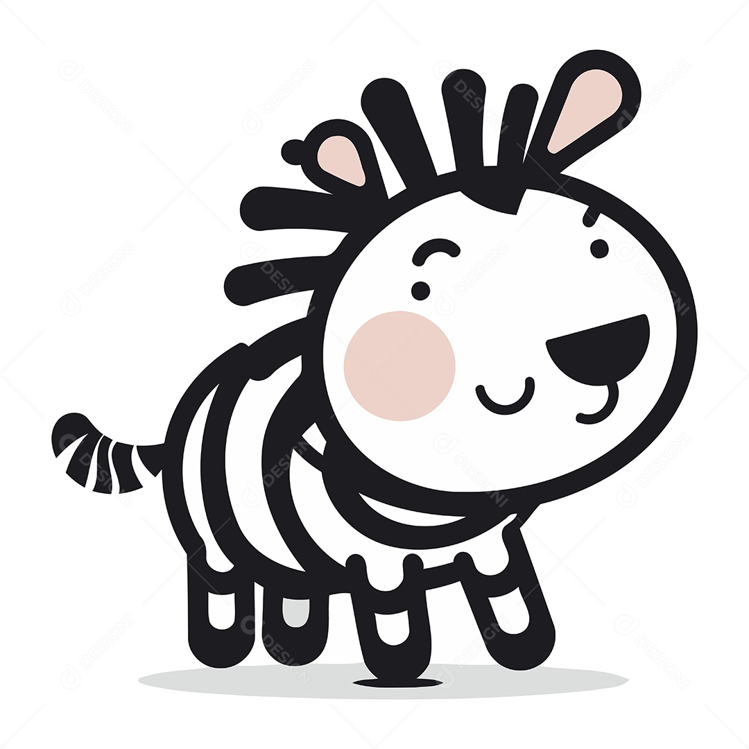 Zebra de Desenho Animado Ilustração Vetor EPS
