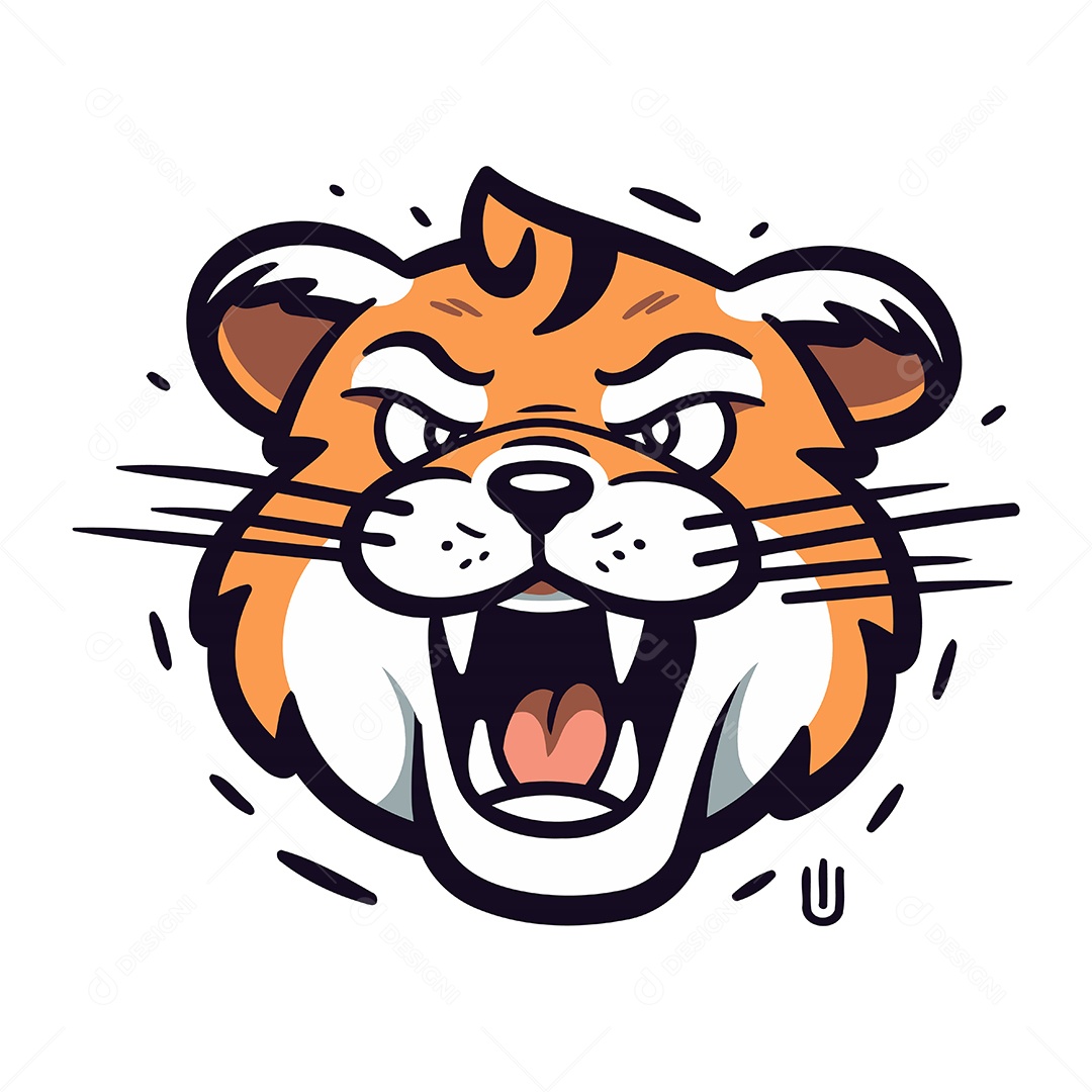 Cabeça de Tigre Desenho Animado Ilustração Vetor EPS