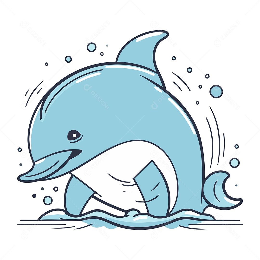 Golfinho de Desenho Animado Ilustração Vetor EPS
