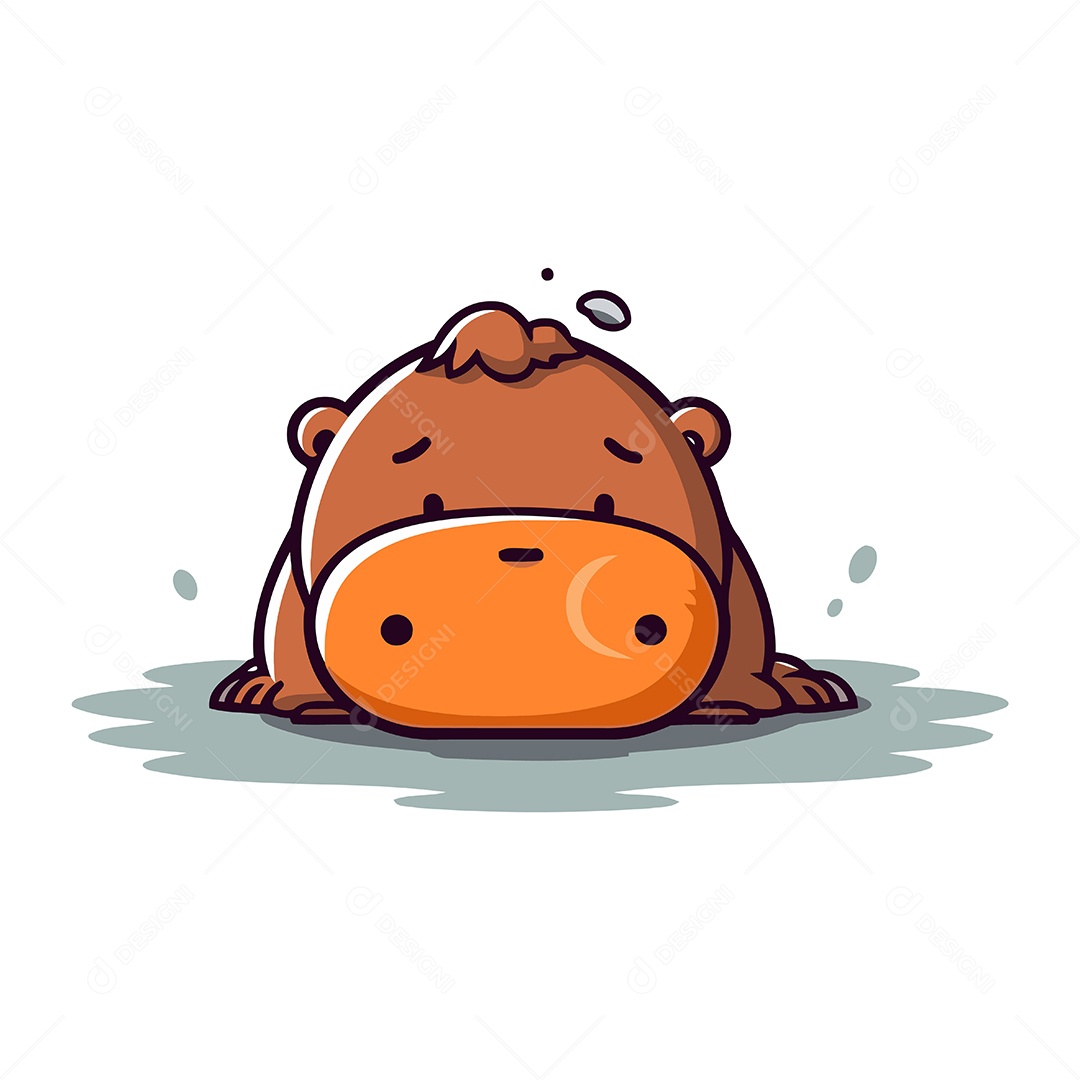 Hipopótamo de Desenho Animado Ilustração Vetor EPS